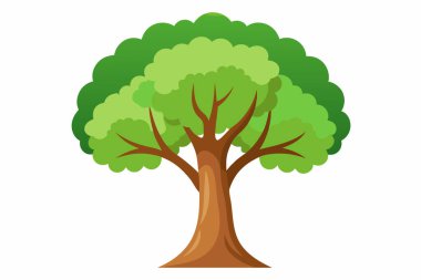 Gerçekçi ağaç. Beyaz arkaplanda izole edilmiş simge