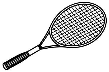 Siluet tenis sopası ve top vektör çizimi