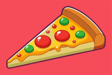 Flat Design Pizza with Sausage and Paprika clipart