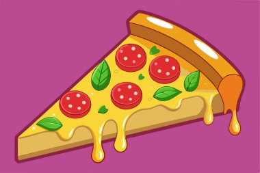 Flat Design Pizza with Sausage and Paprika clipart