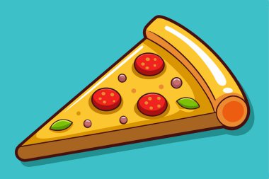 Flat Design Pizza with Sausage and Paprika clipart