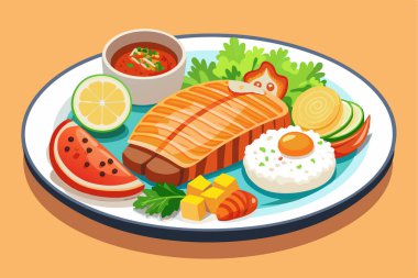 Breakfast and lunch plates illustration clipart