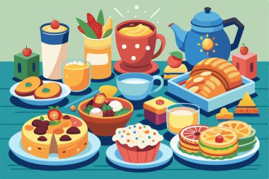 lezzetli lezzetli breakfast çizgi film