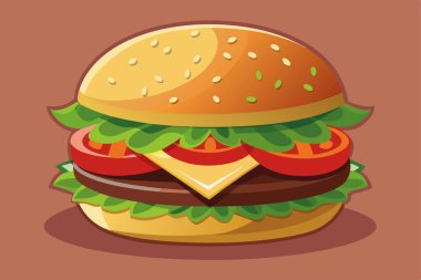 Bacon cheese burger on brown background vector design clipart