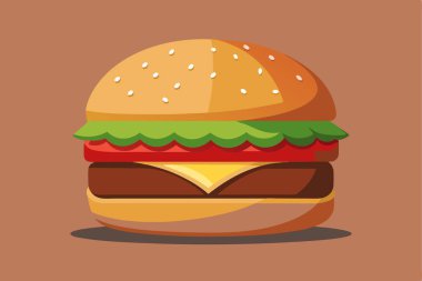 Bacon cheese burger on brown background vector design clipart