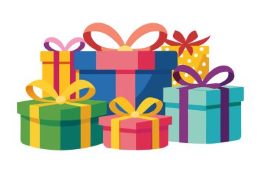 Gift box vector present packs for Christmas or Birthday Party card flat illustration