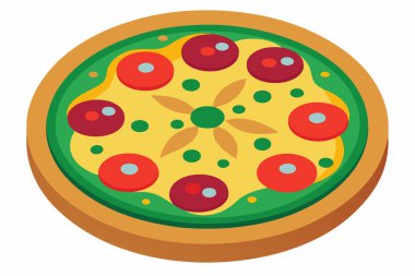 Beyaz arkaplanlı tatlı bir pizza vektör sanatı