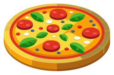 Beyaz arkaplanlı tatlı bir pizza vektör sanatı