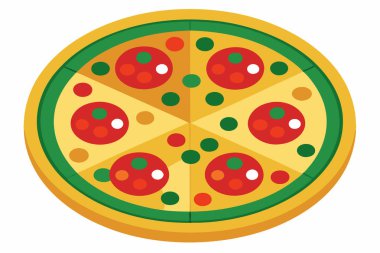 Beyaz arkaplanlı tatlı bir pizza vektör sanatı