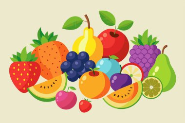 Illustration of vegetables and fruits set