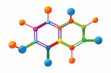 blue molecule structure with white molecule clipart