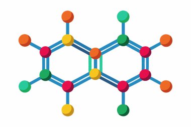 blue molecule structure with white molecule clipart