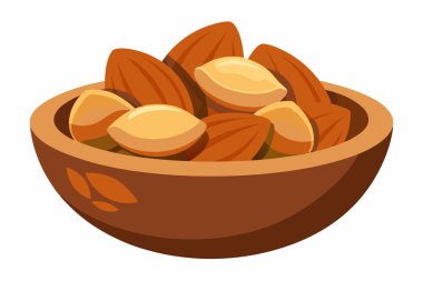 Tahta bir kasede Çeşit Çeşit Çeşit Fındık Çizimi