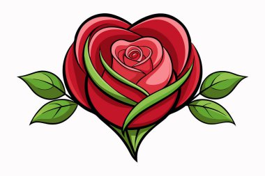 Vibrant red rose graphic design clipart