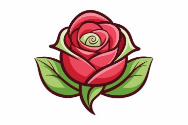 Vibrant red rose graphic design clipart