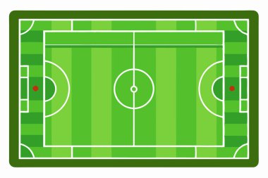 Bir futbol sahasının yukarıdan aşağı görünümü, spor grafikleri için ideal.