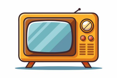 Antika Tema için Retro Television Çizgi Film İllüstrasyonu