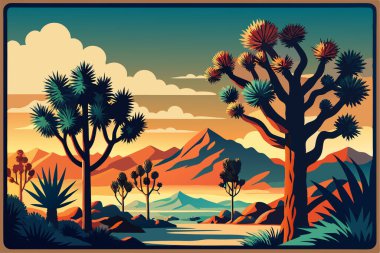 Colorful Desert Landscape at Sunrise, Perfect for Posters or Prints clipart