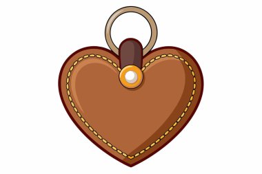 A Heart-Shaped Leather Keyring Design clipart