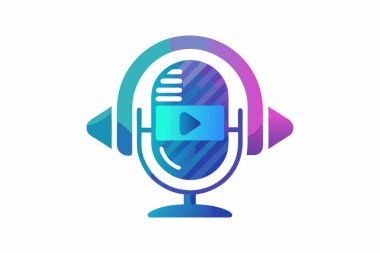 Vibrant microphone icon with colorful design clipart