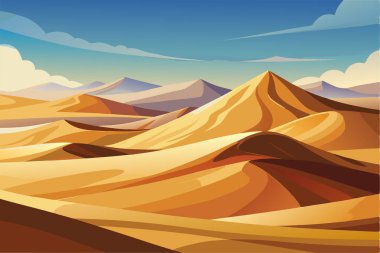 Colorful Desert Landscape with Sand Dunes and Mountains clipart