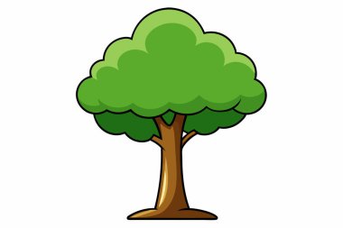 Cartoon illustration of a vibrant green tree. clipart