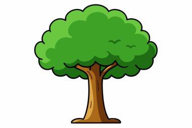 Cartoon illustration of a vibrant green tree. clipart