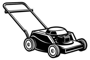 Simple black and white illustration of a lawn mower. clipart