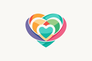 Colorful heart logo design with overlapping circles clipart