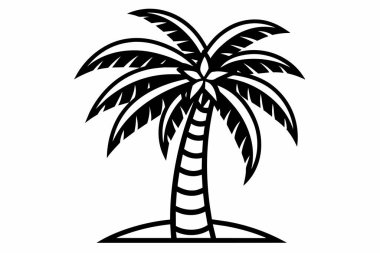 Simple Black and White Palm Tree Graphic clipart