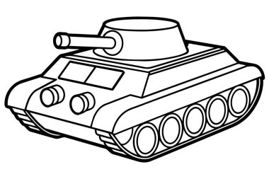 Outlined black and white tank design for coloring book. clipart