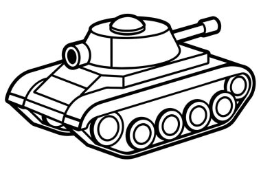 Outlined black and white tank design for coloring book. clipart