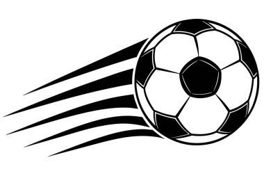 A soccer ball in motion, highlighted by dynamic lines. clipart