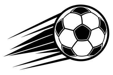 A soccer ball in motion, highlighted by dynamic lines. clipart