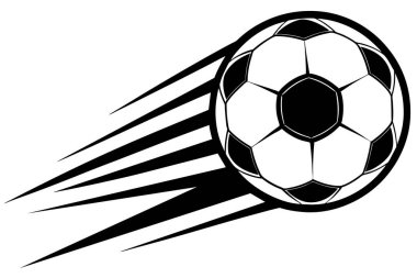 A soccer ball in motion, highlighted by dynamic lines. clipart