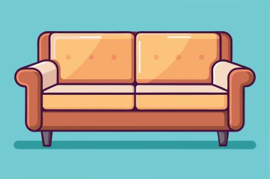 Colorful flat illustration of a stylish red sofa. clipart