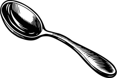 Elegant black and white vintage spoon graphic. clipart