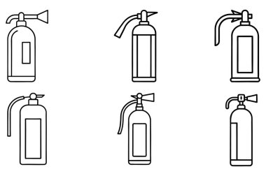 Simple Black Line Art Fire Extinguishers clipart