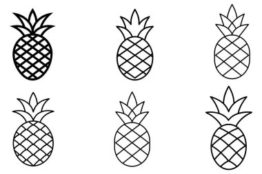 Simple Black Outline Pineapple Icons clipart