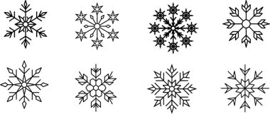 Six Different Line Art Snowflake Designs clipart