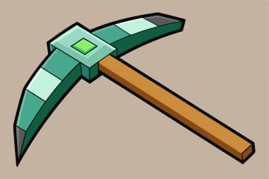 Minecraft 'tan Karikatür Zümrüt Kazma