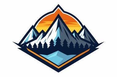 Colorful Mountain Landscape Logo Design clipart