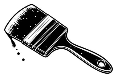 Simple Black and White Paintbrush Vector Graphic clipart