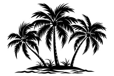 Striking Black and White Palm Tree Silhouette clipart