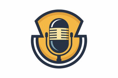 Retro Mikrofon Logosu, Ses Markaları İçin Mükemmel
