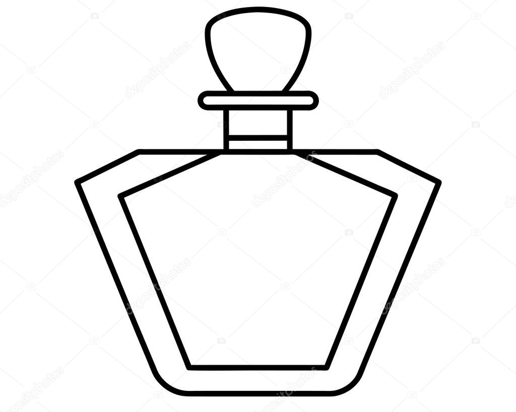 Simple black and white outline of a perfume bottle.