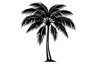 Striking Black Silhouette of a Tropical Palm Tree clipart