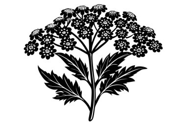 Detailed Black and White Illustration of a Floral Bouquet clipart