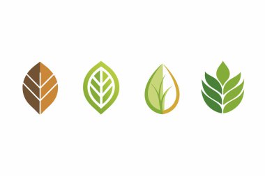 Four Gradient Leaf Logos on White Background clipart