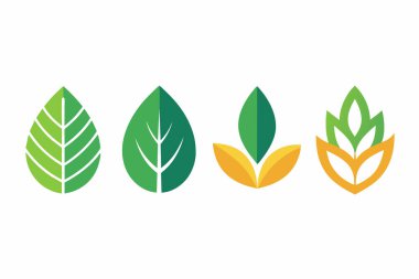 Four Gradient Leaf Logos on White Background clipart